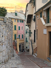 Fototapeta na wymiar The old fishing village of Boccadasse, Genoa, Italy