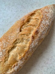 baguette, fresh bread, piece of bread, carbohydrates, white bread, piece of bread on the table, crispy, white flour