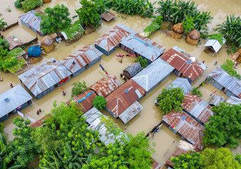 Flood affected village in Northern Bangladesh