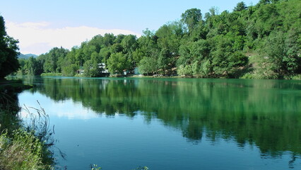Fototapeta na wymiar Adda river, near Imbersago (Italy)