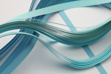 Soft focus Abstract texture blue color strip wave paper line copy space background.