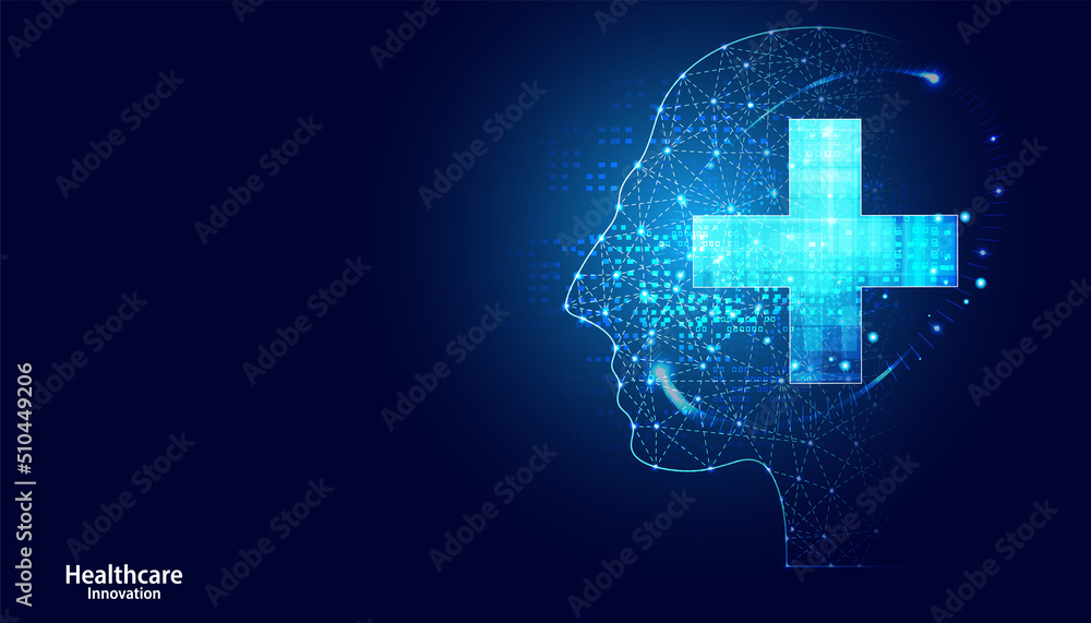 Poster abstract health science consist health plus artificial intelligence digital technology concept moder