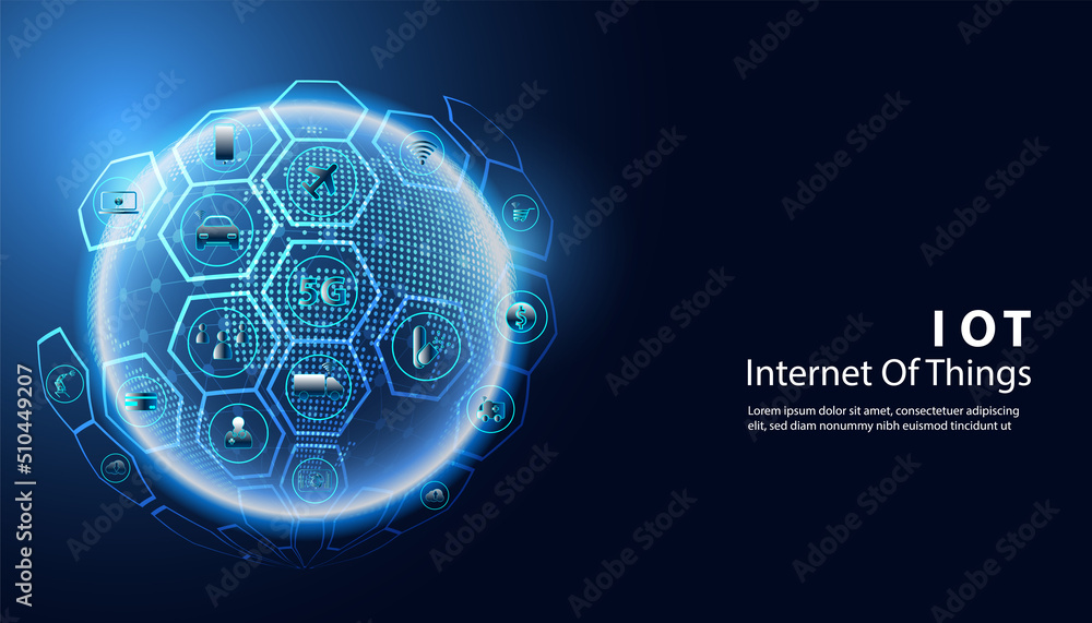 Poster abstract internet of things concept city 5g.iot (internet of things) communication network innovatio