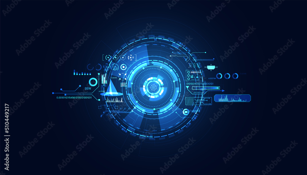 Poster abstract technology ui futuristic concept hud interface hologram elements of digital data chart, com