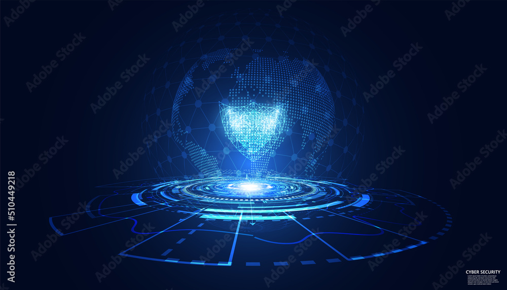 Poster abstract technology cyber security privacy information network concept shield protection digital net