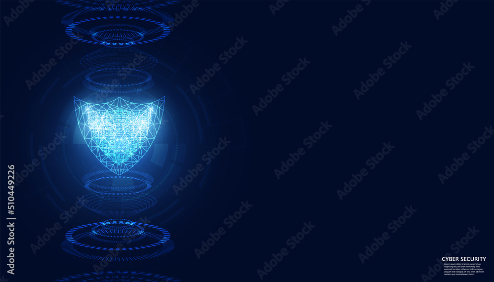 Poster abstract technology cyber security privacy information network concept shield protection digital net