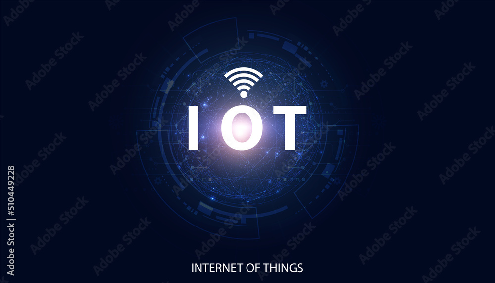 Poster abstract, iot, internet of things, concepts, electronic devices connect or send information to each 