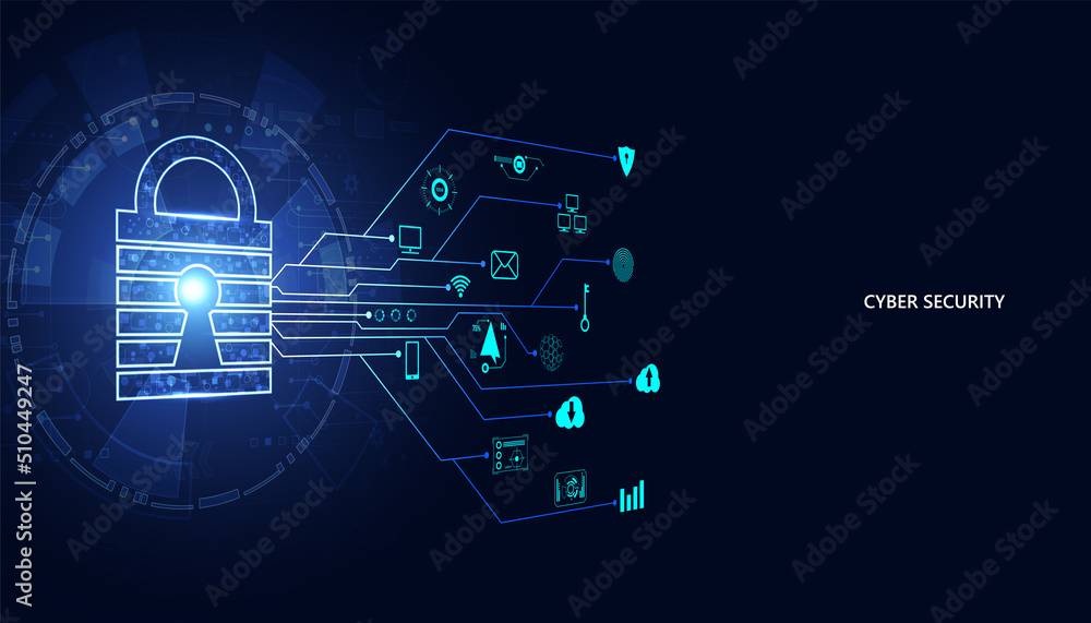 Aufkleber abstract technology cyber security privacy information network concept padlock protection icons digi