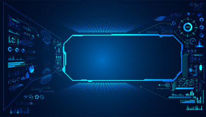 abstract technology ui futuristic concept hud interface hologram elements of digital data chart, communication, computing and circle percent vitality innovation on hi tech future design background