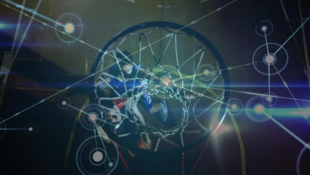 Animation of network of connections over diverse basketball players