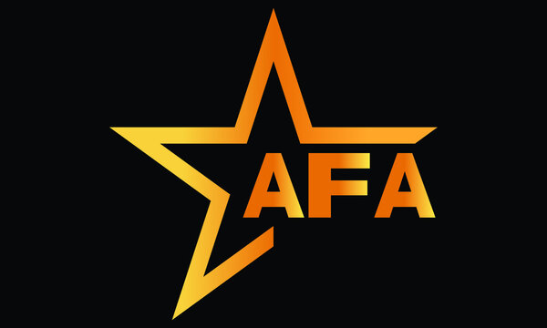 AFA golden luxury star icon three letter logo design vector template. royal logo | luxury logo | jewelry logo | premium logo | iconic logo | Victoria logo |