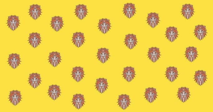 Animation of lion heads over yellow background