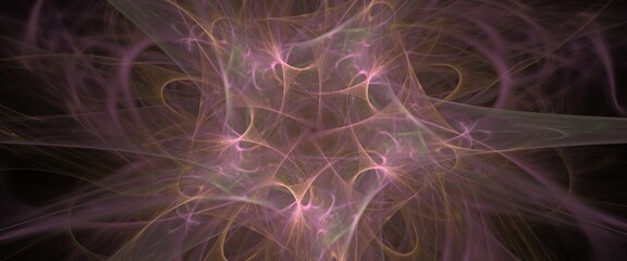 Digital render fractal pattern exquisite widescreen flowing energetic lines in radial symmetry