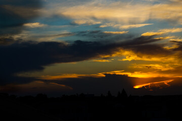 sunset. landscape. sunset with clouds.