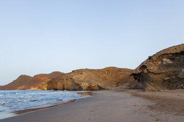 Fototapeta na wymiar Monsul beach in Almeria at sunrise