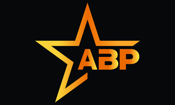 ABP golden luxury star icon three letter logo design vector template. royal logo | luxury logo | jewelry logo | premium logo | iconic logo | Victoria logo |