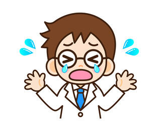 泣いている科学者のイラスト＿ベクタ