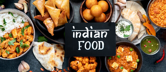 Assorted indian food. Indian cuisine.