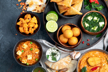 Assorted indian food. Indian cuisine.