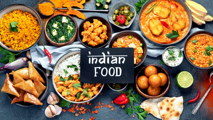 Assorted indian food. Indian cuisine.