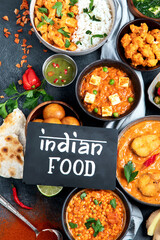 Assorted indian food. Indian cuisine.
