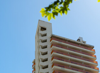 Apartment buildings, against blue sky, in Benidorm, Alicante (Spain). 
