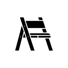 Outdoor wood portable chair line color icon. Isolated vector element.
