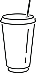 Vector icon of takeaway coffee with paper cup; The editable illustration of drink with tubule