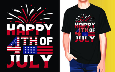 Happy 4th of July Independence Day T-Shirt Design.