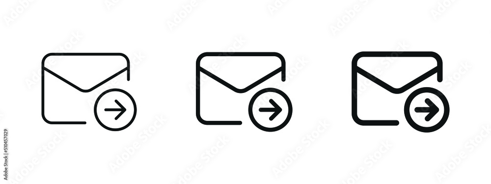 Aufkleber forward email icon, mail envelope message send icon share messages symbol in thin line, outline and stroke style for apps and website