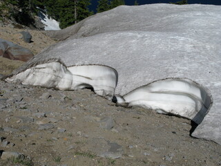 Dirty, melting snow near Crater Lake, USA