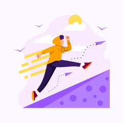 Boy jump in the air, flat design style, Isolated on white background, suitable for poster design needs, presentations and social media