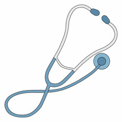 Phonendoscope in cartoon style. Vector illustration of stethoscope isolated on white. Symbol of medical diagnostics and therapy
