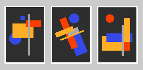 A set of abstract posters depicting simple figures.