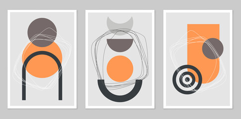 Fototapeta premium A set of Abstract hand-painted Illustrations for wall decoration.