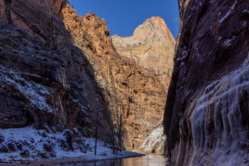 The Narrows in Scenic Zion Naitonal Park Utah n Winter