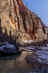 The Narrows in Scenic Zion Naitonal Park Utah n Winter