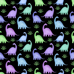 Seamless pattern with dinosaurs