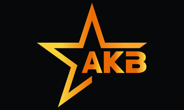 AKB golden luxury star icon three letter logo design vector template. royal logo | luxury logo | jewelry logo | premium logo | iconic logo | Victoria logo |