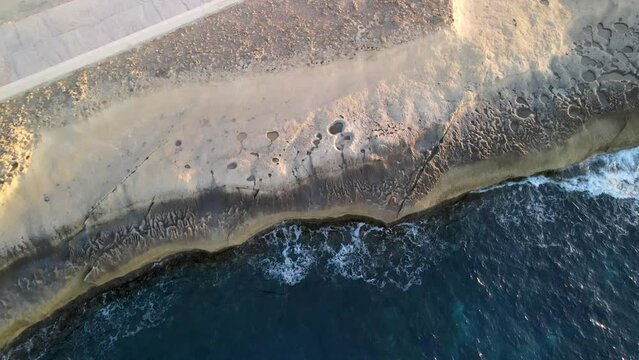 Aerial sunset view of Salt Pans in Zebbug, Gozo