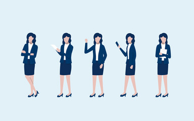 Collection of business team . Set of woman in office outfit. Vector illustration