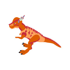 Pachycephalosaurus Isolated over White. Vector Illustration of Nature Dinosaur Animal.