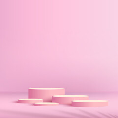 Pink podium in pink background for product presentation. Vector