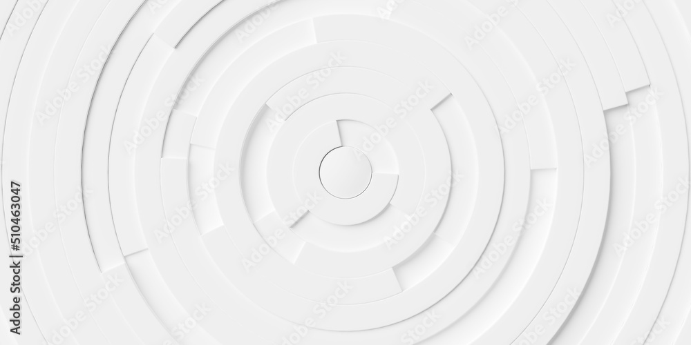 Poster concentric random rotated beveled white ring or circle segments offset background wallpaper banner f