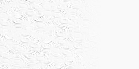 Fading out random placed white wave circles background wallpaper banner pattern with copy space
