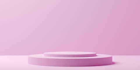 Pastel pink empty, blank dais, podium or platform with blank background, product presentation template mock-up