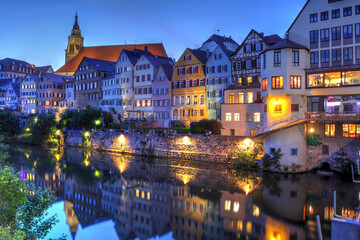 Tübingen along the Neckar River, Germany - obrazy, fototapety, plakaty