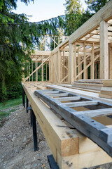 Energy efficient frame house. New framing construction of a house