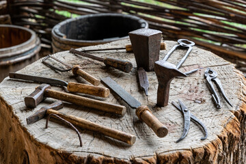 Tools in an old metalworking workshop
