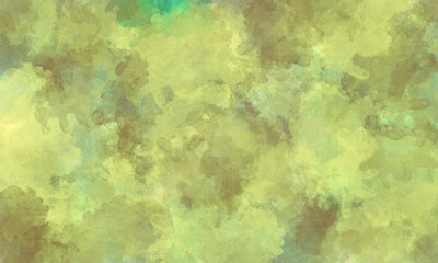 Abstract summer translucent watercolor background in green gradient tones. cloud texture